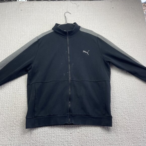 Puma Classics Tech Fleece Full Zip Long Sleeve Jacket Mens Sz XL Black / Grey ** - Picture 9 of 16